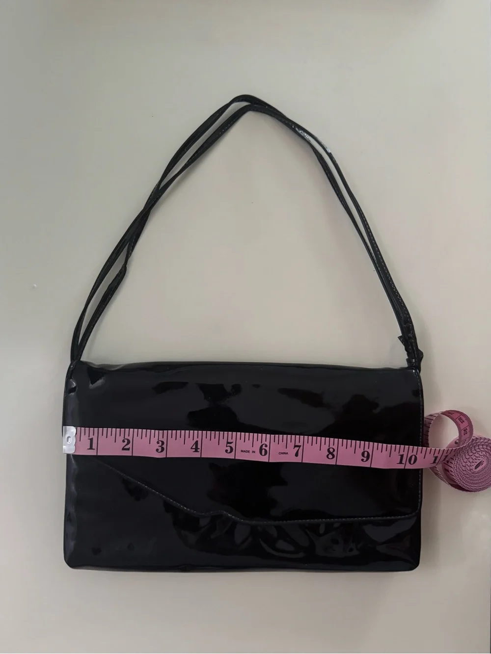 Vintage Black Patent Shoulder Bag leather clutch unique design